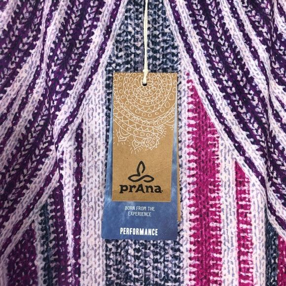 prAna Boost Printed Fitted Racerback Top in Viola Knitta NWT size Large - Picture 9 of 14